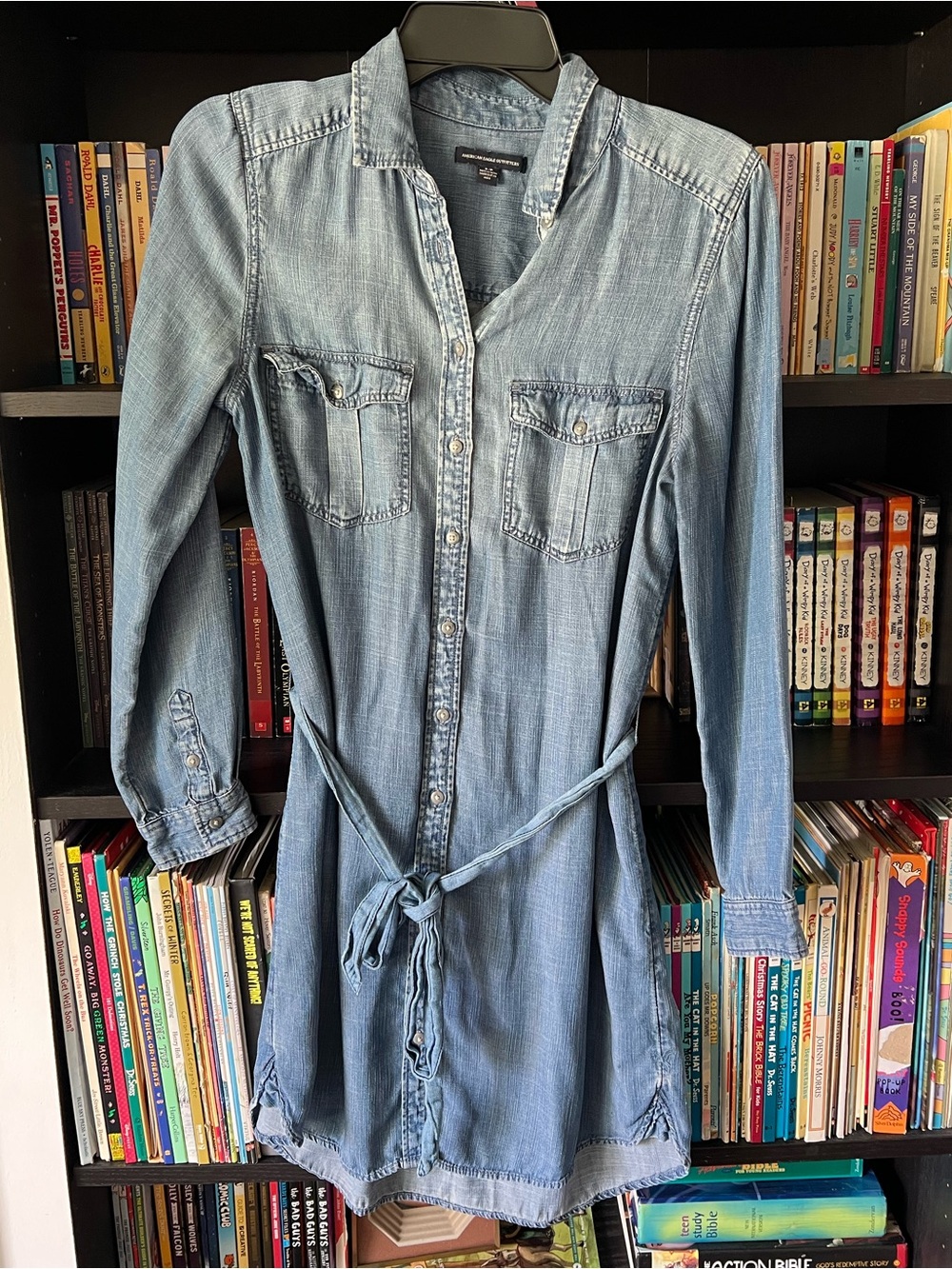 American Eagle Outfitters Light Blue Denim Button-Up Shirt